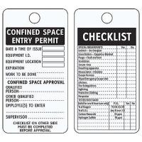 8VKM2 Confined Sp Entry Permit Tag, Bk/Wht, PK25