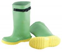 8VL19 Overboots, Men, 15, Adj Strap, Green, PVC, 1PR