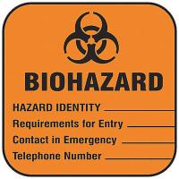 8ACV4 Biohazard Label, Write Info, 100 PK