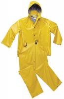 9RY07 3-Piece Rainsuit w/Detach Hood, Ylw, 2XL