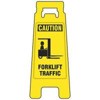 8AF73 Floor Sign, Caution Forklift Traffic