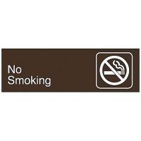 8AGP6 No Smoking Sign, 3 x 10In, WHT/BR, ACRYL