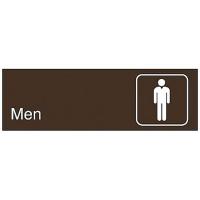 8AGP7 Restroom Sign, 3 x 10In, WHT/BR, PLSTC, Men