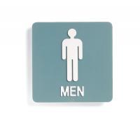 8Y925 Restroom Sign, 8 x 8In, WHT/GRN, Men, ENG