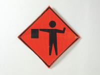 8AMH4 Traffic Sign, 36 x 36 In., Flagger Symbol
