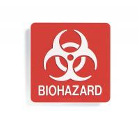 8ALL5 Biohazard Sign, 8 x 8In, WHT/R, SYM, SURF