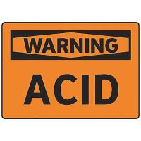 8YDA2 Warning Sign, 7 x 10In, BK/ORN, Acid, ENG