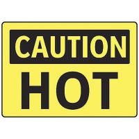 8AT51 Caution Sign, 7 x 10In, BK/YEL, HOT, ENG, Hot