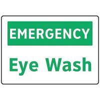 8RL79 Eye Wash Sign, 7 x 10In, GRN/WHT, Eye Wash