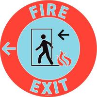 8AV80 Floor Sign, 17x17 In, Fire Exit Left