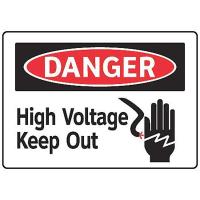 8AV96 Danger Sign, 7 x 10In, R and BK/WHT, ENG, HV