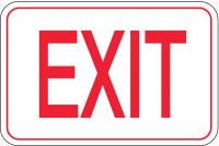 6JLC2 Exit Sign, 7 x 10In, R/WHT, ACRYL, Exit, ENG