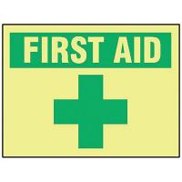 8W403 First Aid Sign, 10 x 14In, GRN/YEL, ENG