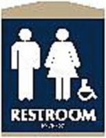 8AXE0 Restroom Sign, 9-1/8 x 7In, PLSTC, Restroom