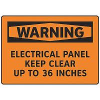 8AXY7 Warning Sign, 7 x 10In, BK/ORN, ENG, Text