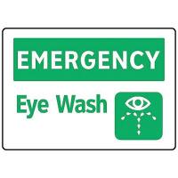 9HU42 Eye Wash Sign, 7 x 10In, GRN/WHT, ENG, SURF