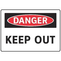 8AZ02 Danger Sign, 7 x 10In, R and BK/WHT, ENG