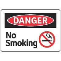 8AZ14 Danger No Smoking Sign, 7 x 10In, ENG, SURF