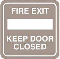 8AZG4 Fire Door Sign, 5-1/2 x 5-1/2In, WHT/Tan