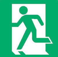 8CFZ1 Fire Exit Directional Sign, 8 x 8In, SYM