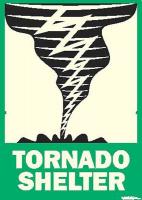 8CGE4 Sign, Tornado Shelter, Alum, SelfAdh, 14x10