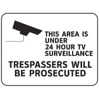 8CHY0 Security Sign, 10 x 14In, BK/WHT, PLSTC, ENG