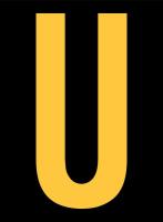 8CJN7 Reflective Character, U, 2-7/8 In. H, PK25