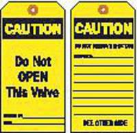 8NC29 Caut Tag, 7 x 4 In, Bk/Yel, Hd Polyest, PK10