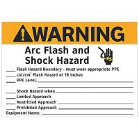 8CMG0 ARC Flash Warning Label, 5 In. H, PK 5