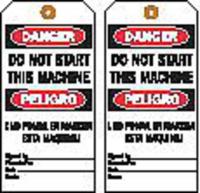 9AC26 Danger Bilingual Tag, 7 x 4 In, PK10