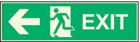 8D939 Fire Exit Sign, 4-1/2 x 15In, WHT/GRN, Exit