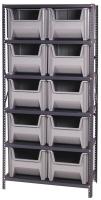 8DE99 Bin Shelving, Solid, 36X18, 10 Bins, Blue