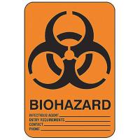8DUV4 Biohazard Sign, 10 x 7In, BK/ORN, SURF