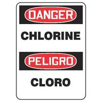 8MWZ5 Danger Sign, 14 x 10In, R and BK/WHT, AL