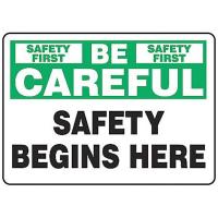 9XYW7 Caution Sign, 7 x 10In, GRN and BK/WHT, AL