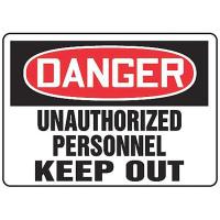 8DG79 Danger Sign, 10 x 14In, R and BK/WHT, AL