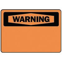 8DL08 Warning Sign, 10 x 14In, BK/ORN, PLSTC, BLK