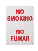 8WR56 No Smoking Sign, 14 x 10In, R/WHT, Text