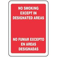8DGC5 No Smoking Sign, 14 x 10In, WHT/R, PLSTC