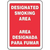8DGC7 Smoking Area Sign, 14 x 10In, WHT/R, AL