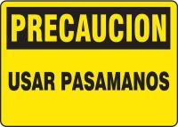 8DGD4 Caution Sign, 7 x 10In, BK/YEL, Spanish