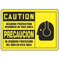 8DGN8 Caution Sign, 7 x 10In, BK/YEL, Bilingual