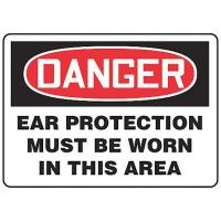 9PRF3 Danger Sign, 10 x 14In, R and BK/WHT, ENG