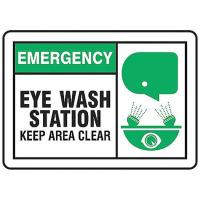 9AAC1 Eye Wash Sign, 10 x 14In, GRN and BK/WHT