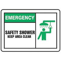 8WX86 Safety Shower Sign, 10 x 14In, ENG, SURF