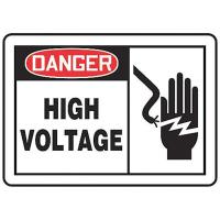 9RXL0 Danger Sign, 10 x 14In, R and BK/WHT, HV, HV