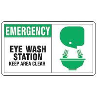 8DJC5 Eye Wash Sign, 7 x 10In, GRN and BK/WHT, AL