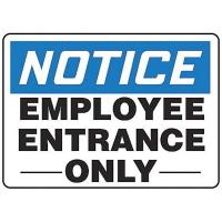 8DJD7 Employee Entrance Sign, 10 x 14In, PLSTC