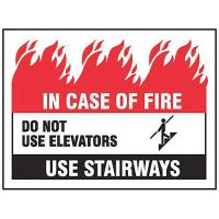 9JC69 Fire Stairways Sign, 7 x 10In, AL, ENG, SURF