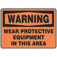 8RMY7 Warning Sign, 10 x 14In, BK/ORN, PLSTC, ENG